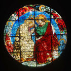 Coronation of the Virgin, 1438, by glazier from Pisa, roundel in cupola, Florence Cathedral, Santa Maria del Fiore, Florence, Italy